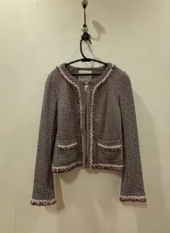 COLLECT POINT チェック柄 ノーカラージャケット　赤　黒　白