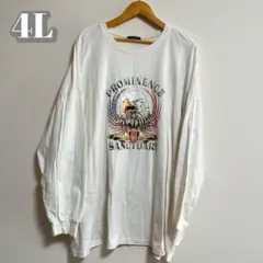 【大きいサイズ】イーグルロック 長袖カットソー ロンT ホワイト レディース4L