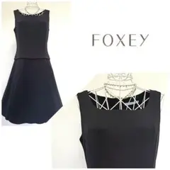 美品 フォクシーニューヨーク カシュクール バルーンワンピース 黒