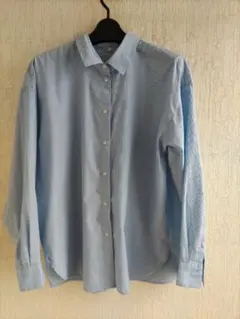 TVC てまらく レギュラー シャツ 綿混 L 水色 ストライプ