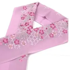 ☆新品未使用☆振袖・成人式・結婚式・卒業袴　紫系桜模様刺繍入り半衿　半襟　10