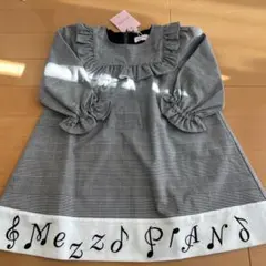 刺繍　ワンピース　グレー　音符　チェック　長袖　フォーマル