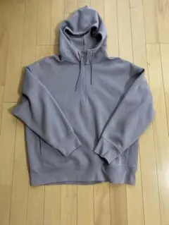 【ユニクロ　+j】グレー ドライスウェットハーフジップパーカー Mサイズ