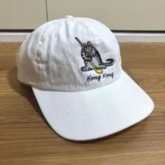 クリバンキャット　ゴルフ　猫刺繍 ホワイト　キャップ　帽子　ぼうし