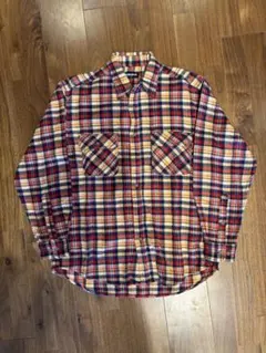 【90s】 OLD UNIQLO 紺タグ ネルシャツ 赤系