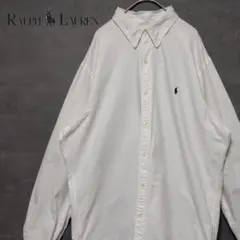 ラルフローレン オックスフォードシャツ ポニー刺繍ロゴ 白 ホワイト XL