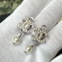 CHANEL シャネル イヤリング ココマーク フェイクパール シルバー メタル