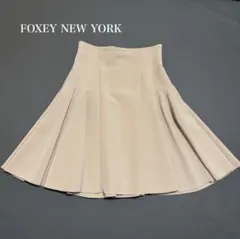 FOXEY NEW YORK ひざ丈 フレアスカート ドレープ ベージュ40のサムネイル