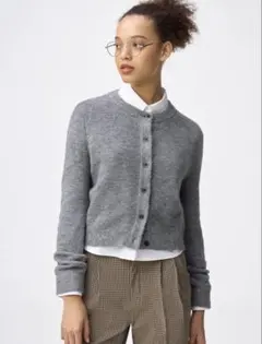新品　GU パフニットクルーネックカーディガン
