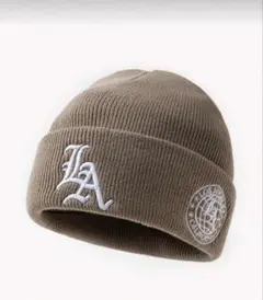 【即購入o.k】LAロゴ刺繍 ニット帽 ブラウン