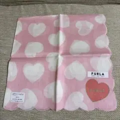 新品☆FURLA フルラ　ピンク ハンカチ ハート柄