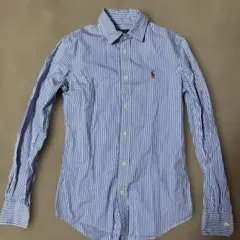 破格！Polo Ralph Lauren 長袖シャツ 青白ストライプ