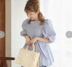 ［訳あり］辻希美 AngeCharme ストライプバルーンブラウス Lサイズ