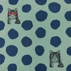 ■echinoエチノ≪猫と水玉柄≫綿麻キャンバス