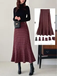 チェック柄ビットマーメイドスカート[pu65]
