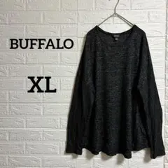 海外古着♡BUFFALO【XL】ブラック系長袖ニット ドルマン無地 ゆったり