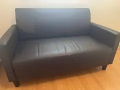 ダークブラウン 2人掛けソファ 合成皮革