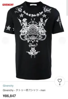 【美品】GIVENCHY　ジバンシー　タトゥー柄Tシャツ　スカル　ストレートヘム