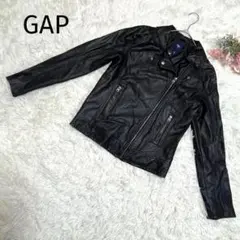 ギャップ フェイクレザー ライダースジャケット ブラック ダブル ジャンク