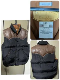 WAREHOUSE Rocky Mountain ダウンベスト 40　レザー革のサムネイル