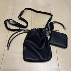 Unbillion 黒 合成皮革 ショルダーバッグのサムネイル