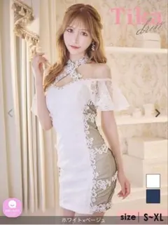 TIKA オフショルダー レース タイトドレス S