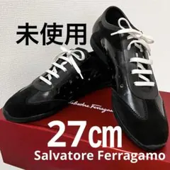 【美品】Ferragamo サルヴァトーレフェラガモ レザースニーカー　黒　革