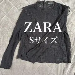 ZARA ザラ レースブラウス トップス 長袖 ブラック S 綺麗め フォーマルのサムネイル
