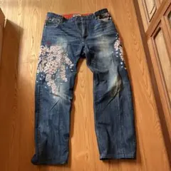 絡繰魂桜刺繍デニムジーンズ38