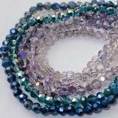 hu492/SALE！ガラスビーズ◇多面カット mix 5連