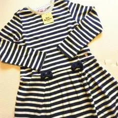 新品⭐ミキハウス　ストライプ柄 長袖ワンピース 120