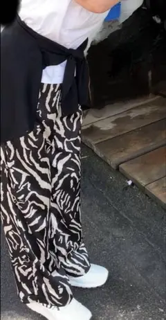 ゼブラ柄 ワイドパンツ イージーパンツ　フリーサイズ