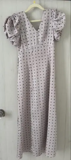 SNIDEL ギャザーパフスリーブドットワンピース