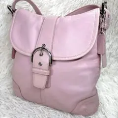 COACH ソーホー ショルダーバッグ レザー フラップ バッグ ピンク 本革