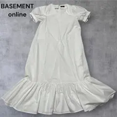 美品 BASEMENT online パフ 裾ティアード ワンピース 白 F