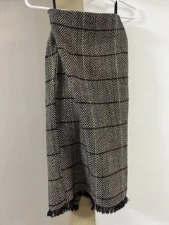 ヘリンボーン柄 チェック ロングスカート タイトスカート