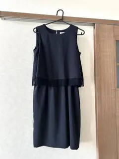 【NOLLEY′S】フリンジワンピース 結婚式 ゲストドレス ネイビー 38