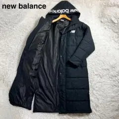 極美品 ニューバランス フード ベンチコート 中綿 アウター ロゴ ブラック M