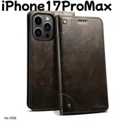手帳型 iPhone 17ProMax ケース ブラック 高級感