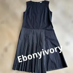 エボニーアイボリー Ebonyivory プリーツコラージュワンピース 黒