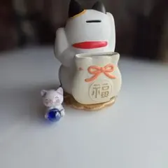 招き猫貯金箱と子猫のセット