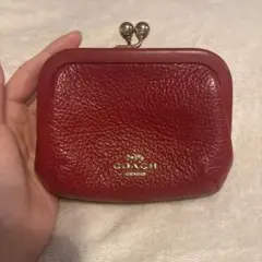 COACH 赤 レザー がま口コインケース