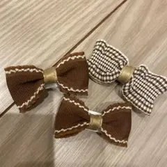 限定セール！現品限り！ベビー　ヘアクリップ　チェック　薄毛　かわいい　ブラウン