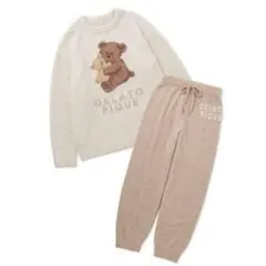 レア＊ジェラートピケ アニマルジャガードプルオーバー&ロングパンツセット くま