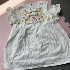 スラップスリップ　花柄　刺繍　ワンピース　ホワイト　90