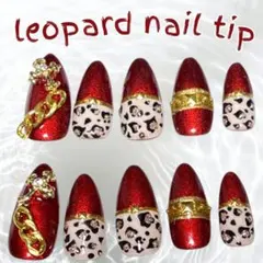 レオパード　【オーダーネイルチップ】　ミラーネイル　十字架　大振りチェーン