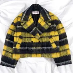 リリーブラウン 23 AW ダブル釦 ショート丈 チェックコート F 極美品