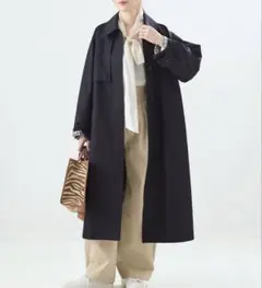 【別注】Aquascutum×LESSAGE ステンカラーコートネイビー38