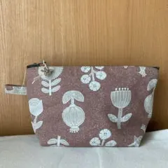 ハンドメイド　ポーチ　北欧風　花柄　鳥柄
