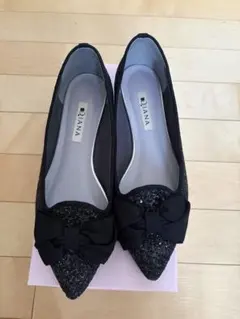DIANA グリッター フラットシューズ バレエシューズ 黒のサムネイル